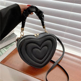 Purpdrank - Fashion Love Heart Shape Shoulder Bag Small Handbags Designer Crossbody Bags For Women Solid Pu Leather Top Handle Bag