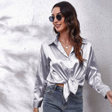 Purpdrank - Satin Blouse Shirt Silk Tops Elegant Long Sleeve Loose Womens Blouses Camisas De Mujer Spring Autumn Streetwear Women Clothes