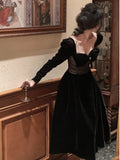 Purpdrank - Autumn New Velvet Dress Women Elegant Midi A Line Black Dress Female Vestdios Vintage Bodycon Fashion Y2K Party Prom Clothes