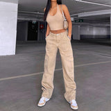 Purpdrank - NEW Pockets Cargo Pants for Women Straight Oversize Pants Harajuku Vintage 90S Aesthetic Low Waist Trousers Wide Leg Baggy Jeans