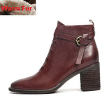 Purpdrank - Thick High Heels Side Zip  Buckle Ankle Boots
