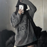 Purpdrank - Autumn tshirt Casual Letter Print O-Neck stripe Tees Creativity Loose T-Shirts Women Long Sleeve Oversize top Hip Hop Streetwear
