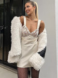 Purpdrank - White Lace Summer Dress For Women Sexy V-Neck Spaghetti Straps Bodycon A-Line Dresses Elegant Ladies Mini Party Vestidos