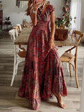 Purpdrank - Fashion V-neck Short Sleeve Floral Print Maxi Dress Women Summer Boho Casual Loose Beach Long Dresses For Women Robe Femme