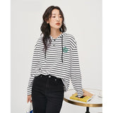 Purpdrank - Women Sweatshirts with Hat Autumn Long Sleeve O Neck Loose Hoodies Stripe Embroidery Chic Casual Streetwear Pullove