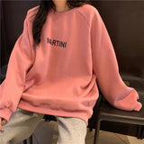 Purpdrank - Sweatshirt Women Chic Letter High Street All-match Simple Unisex Couples Boyfriend Thicker Fall Basic Lady Clothing Long Sleeve