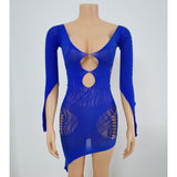 Purpdrank - Sexy Hollow Out Long Sleeve Bandage Dress Women Summer Fashion Streetwear Outfits Lace Club Party Dresses