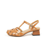 Purpdrank - New Summer Sandals Women Shoes 2023 Round Toe Chunky Heel Women Sandals Heels Ladies Shoes Casual Leather Shoes for Women