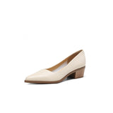 Purpdrank - New Spring/Summer Women Shoes Pointed Toe Chunky Heel Shoes for Women Handmade Genuine Leather Women Pumps Zapatos De Mujer