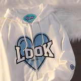 Purpdrank - Oversized Retro Streetwear Letter Printing Sweatshirts Vintage Women Zip Up Hoodies Women Grunge Punk Hooded Jackets Y2k Clothes