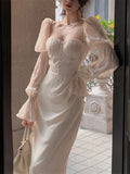Purpdrank - New Women Elegant Vintage Midi Dress Office Ladies One Piece Solid Clothing Summer Femme Fashion Vestidos