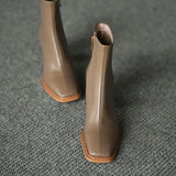 Purpdrank - Ankle Boots For Women Square Toe Fashion Shoes Warm Winter Short Boots Zipper Square Heels Comfortable Lady Shoes