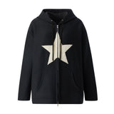 Purpdrank - Hip Hop Zip Up Hoodie Vintage Star Patch Cotton Loose Sweatshirt Jacket Harajuku Gothic Long Sleeve Women Sweatshirt Y2k Clothes