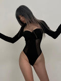 Purpdrank - Black Long Sleeve Bodysuit Women Mesh Transparent Sexy Body Top Women One-Piece Outfits Autumn Winter T shirt