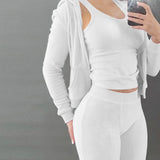 Purpdrank - Cropped Jacket Tracksuit Two Piece Set Elegant 2 Pieces Sets Women Luxury Outfit Sweatsuit Velour Zip Up Hoodie Jackets