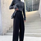 Purpdrank - Women Suit Pants Spring Office Lady Long Trousers New Autumn Solid Loose High Waist Pant Vestodo Female Pants