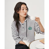 Purpdrank - Women Sweatshirts with Hat Autumn Long Sleeve O Neck Loose Hoodies Stripe Embroidery Chic Casual Streetwear Pullove
