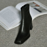 Purpdrank - Ankle Boots For Women Square Toe Fashion Shoes Warm Winter Short Boots Zipper Square Heels Comfortable Lady Shoes