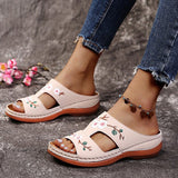 Purpdrank - Sandals Comfortable Platform Soft Women Casual Slippers Embroider Flower Colorful Ethnic Flat Open Toe Outdoor Beach Shoes