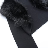 Purpdrank - Faux Fur Collar Black Cropped Cardigan Women Long Sleeve Knit Bolero Cardigan Sweater Fashion Elegant Autumn Jacket Crop Top