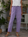 Purpdrank - Summer Cotton Linen Pants For Women Fashion Loose Casual Solid Color High Waist Trousers Female Long Pants