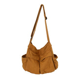 Purpdrank - Large Capacity Canvas Shoulder Bags Solid Soft Denim Leisure Or Travel Bag for Women Fashion  Fatchels Winter Package