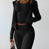 Purpdrank - Cropped Jacket Tracksuit Two Piece Set Elegant 2 Pieces Sets Women Luxury Outfit Sweatsuit Velour Zip Up Hoodie Jackets