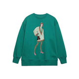 Purpdrank - Autumn Winter Woman Crew Neck Vintage Sweatshirt Long Sleeve Print Casual Pullover Top Distressed Sudaderas Female