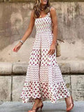 Purpdrank - Women Summer Vintage Boho Print Long Dress Sexy Sling Wrap Chest Open Back Slim Dresses Ladies Fashion Sleeveless Big Hem Dress
