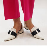Purpdrank - Low Thick Heel Pointed Sandals