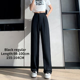 Purpdrank - 2023 Womens Fashion Casual High Waist Loose Wide Leg Pants for Women Spring Autumn New Female Floor-Length White Suits Pants Ladies Long Trousers