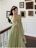 Purpdrank - 2023 Summer Long Sleeve Chiffon Midi Dress Office Lady Casual Elegant Vintage Dress Even Party Design One Piece Dress Korean