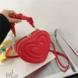 Purpdrank - Fashion Love Heart Shape Shoulder Bag Small Handbags Designer Crossbody Bags For Women Solid Pu Leather Top Handle Bag