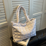 Purpdrank - Large Capacity Winter Shoulder Bag New Solid Nylon Handbags Cotton Casual Tote Bags For Women Fashion Top Handle Bag