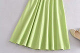 Purpdrank - Eleatic Smocking Green Cotton V Neck Summer Women's Dress Sleevless Long Green Maxi Casual Strapy Dress Solid Female