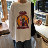 Purpdrank - Autumn tshirt Casual Letter Print O-Neck stripe Tees Creativity Loose T-Shirts Women Long Sleeve Oversize top Hip Hop Streetwear
