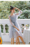 Purpdrank - Summer dress women y2k Stars Harajuku Ribbon Dress Flare Sleeve Elegant Party Midi Dress Velvet for women  lovely party gothic