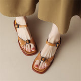 Purpdrank - 2023 NEW Summer Women Sandals Genuine Leather Chunky Heel Shoes Square Toe Low Heel Shoes for Women Cow Leather Shoes Handmade