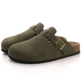 Purpdrank - Fashion Women's Suede Mules Slippers Boston Clogs Cork Insole Sandals With Arch Support Outdoor Beach Slides Home Shoes