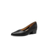 Purpdrank - New Spring/Summer Women Shoes Pointed Toe Chunky Heel Shoes for Women Handmade Genuine Leather Women Pumps Zapatos De Mujer