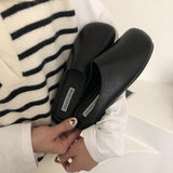 Purpdrank - 2023 New Women Mules Slipper High Quality Soft Leather Round Toe Slipper Slip On Outdoor Sandal Causal Flat Heel Slides