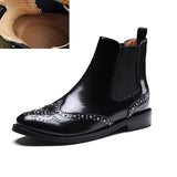 Purpdrank - Genuine Leather Classic Chelsea Boots Woman  Slip On Ladies Rivets Ankle Boots Simple Comfortable Winter Warm Shoes Size 43
