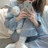 Purpdrank - Plaid Christmas Pajamas Women Korean Sleepwear Autumn Pijamas Cute Clothes Pyjamas 2 Piece Pants Sets Loungewear Pj Suit