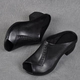 Purpdrank - Women Sandals 2023 Elegant Women Heels Sandals Medium Heel Zapatos Mujer Summer Sandals Women Mules Ladies Shoes Summer Footwear