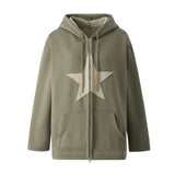 Purpdrank - Hip Hop Zip Up Hoodie Vintage Star Patch Cotton Loose Sweatshirt Jacket Harajuku Gothic Long Sleeve Women Sweatshirt Y2k Clothes