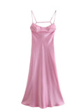 Purpdrank - Pink Camis Long Dresses Women Satin Cut Out Sleeveless Slip Dress Female Backless Sexy Party Dresses Summer Slit Midi Dress