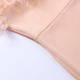 Purpdrank - Strapless Feather Evening Dresses Long Luxury Sweetheart Neckline Bodycon Midi Dress Elegant Formal Party Dresses White
