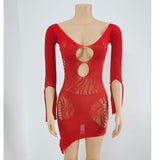 Purpdrank - Sexy Hollow Out Long Sleeve Bandage Dress Women Summer Fashion Streetwear Outfits Lace Club Party Dresses