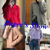 Purpdrank - Turn Down Knit Cardigan Women Autumn Winter Button Up Solid Color Sweater Coats Woman Long Sleeve Soft Cardigans Ladies