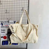 Purpdrank - Large Capacity Canvas Shoulder Bags Solid Soft Denim Leisure Or Travel Bag for Women Fashion  Fatchels Winter Package
